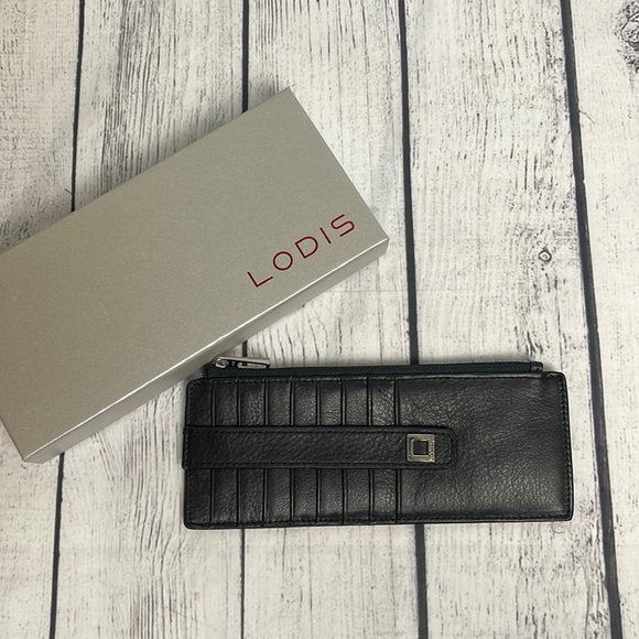 Lodis Bags Lodis Black Italian Leather Card Holder Wallet With Rfid